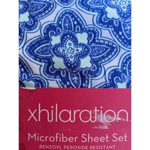 xhilaration 3-Piece Blue & Mint Disco Medallion Microfiber Sheet Set Twin
